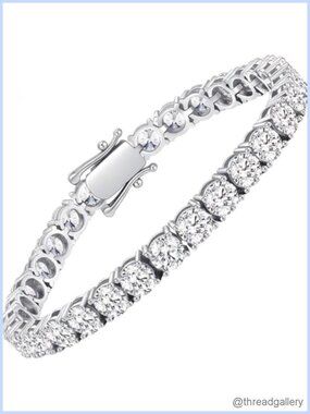 Lab-Grown White Silver Tennis Bracelet – Round Cut Elegant Jewelry Gift for